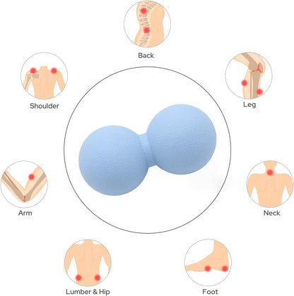 Hard Peanut Massage Ball, Double Lacrosse Massage Ball. Deep Tissue Massage Roller Mobility Ball for Physical Therapy Myofascial Release Muscle Relaxer Acupoint Massage (Blue) | Mobility Massager Tool for Deep Tissue Physical Therapy Myofascial Release
