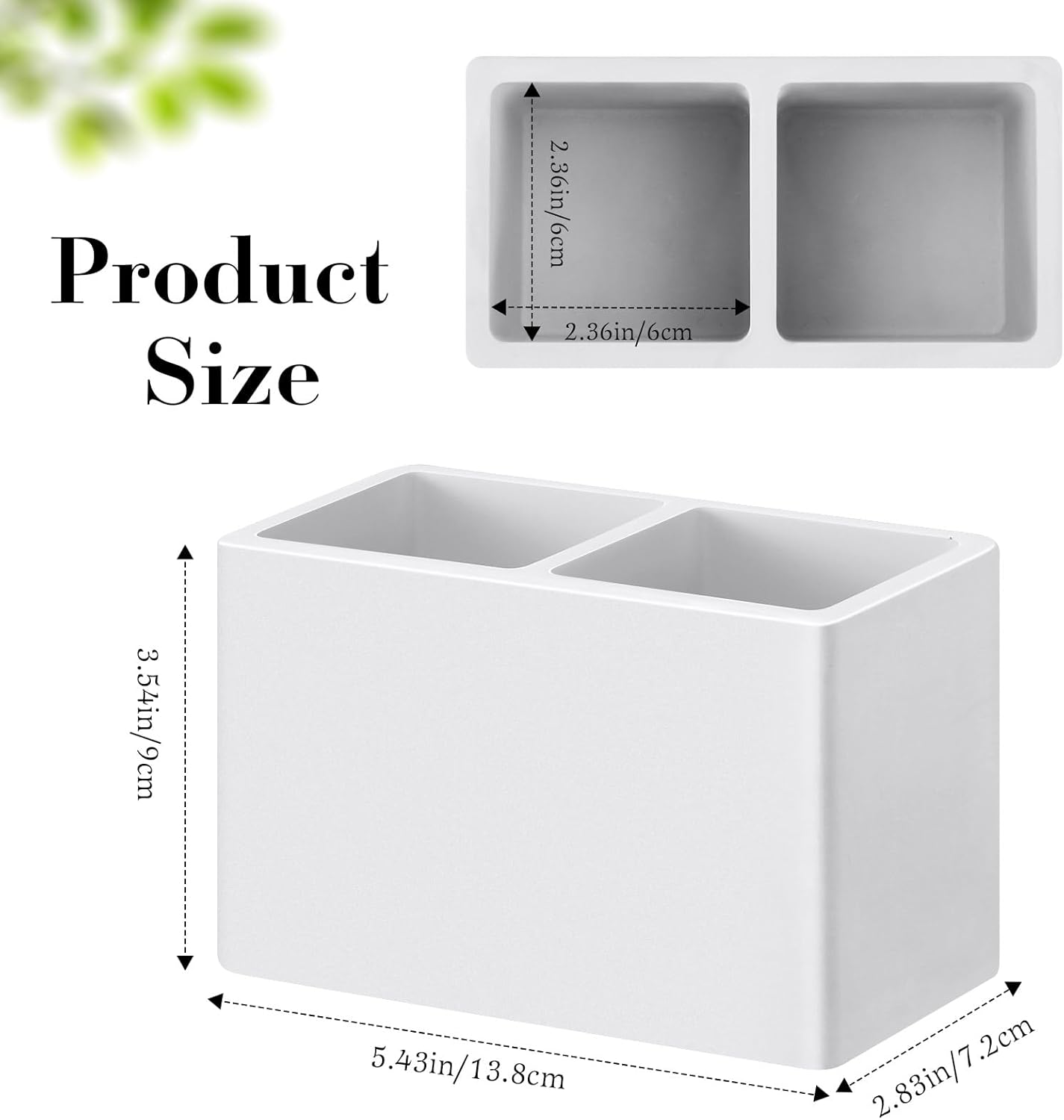 Luxspire Diatomite Toothbrush Holder, 2 Slots, Marble White | Fast Drying, Diatomaceous Earth, Electric Tooth Brush and Toothpaste Organizer, For Bathroom Kitchen Vanity Countertop