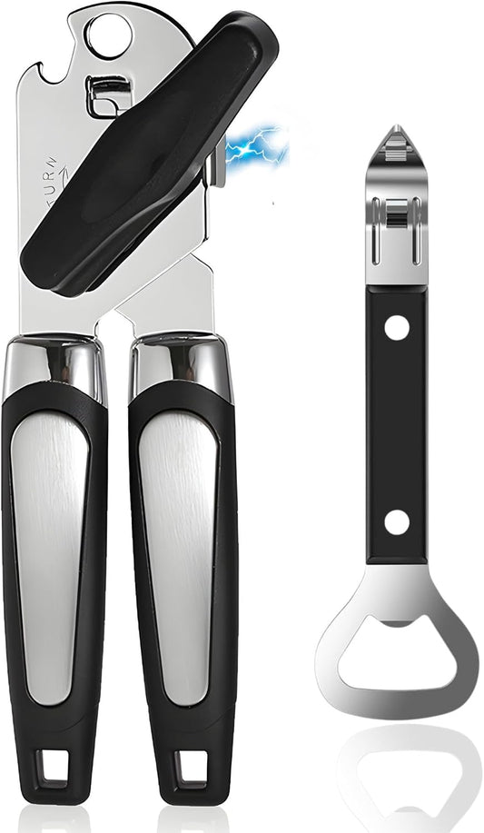 Can Opener Heavy Duty, Smooth Edge Safe Cut, Easy Grip Stainless Steel Can Openers for Seniors, Kitchen Tool, Manual Rotary Can Opener