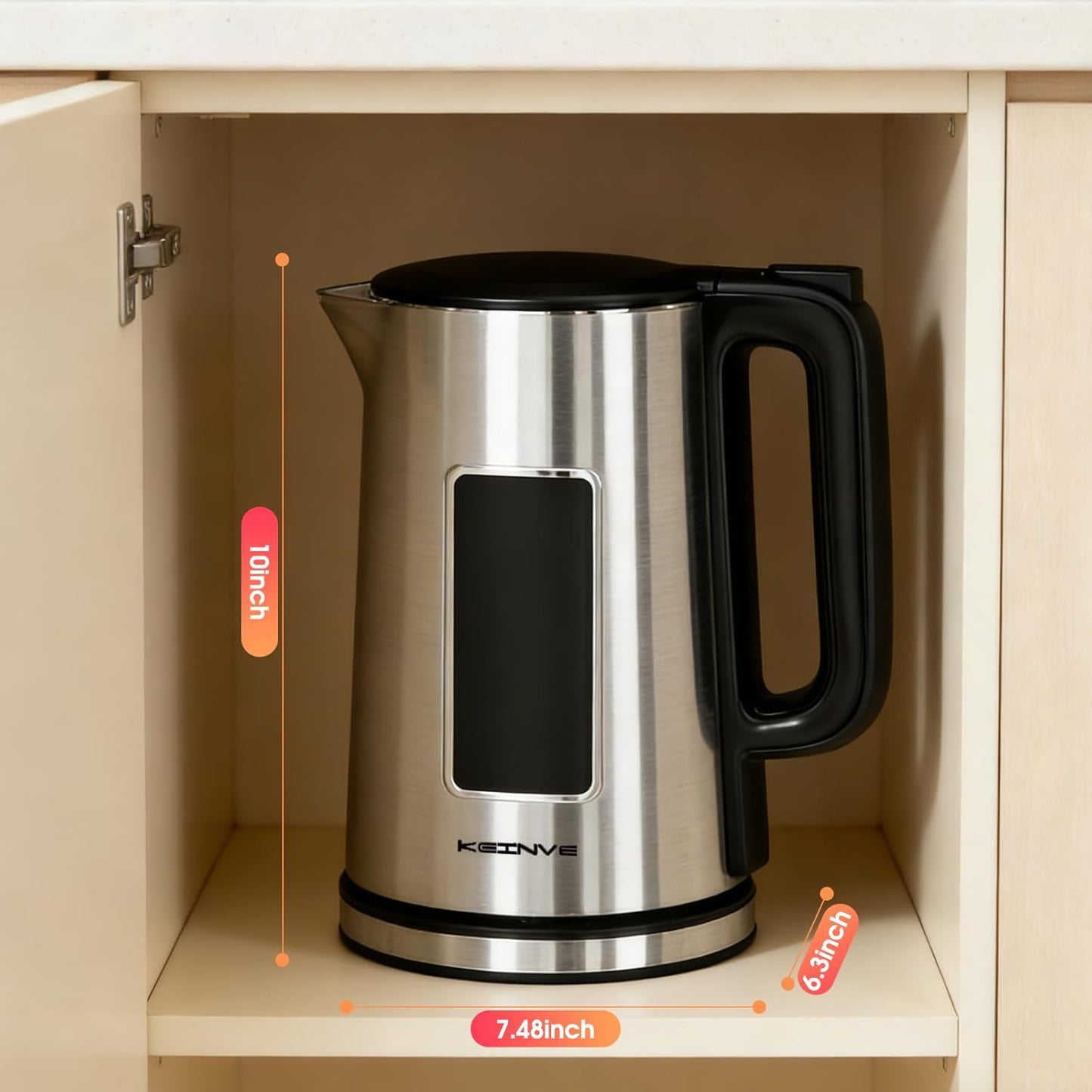 KEINVE 1.7L Electric Kettle, Touch Screen, No Plastic Interior | Double Wall, 6 Preset Temperatures, Fast Boil, and STRIX Control
