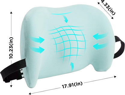 Lumbar Support Pillow for Office Chair, Memory Foam Car Back Cushion | Lumbar Pillow Lower Back with 4d Mesh Cover Adjustable Straps, Ergonomic Chair Back Pillow for Office, Car, Gaming Chairs
