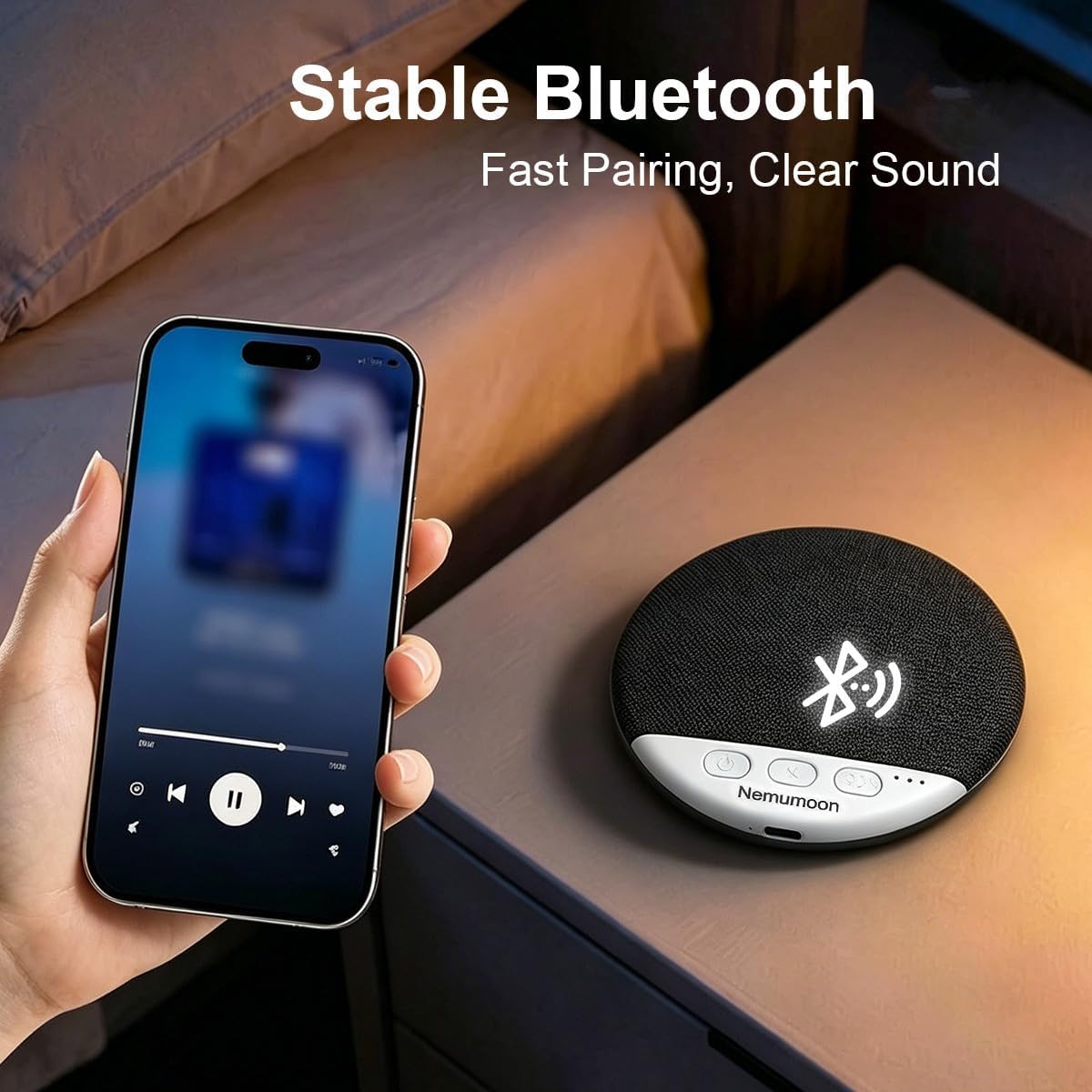 Mini Pillow Speaker for Sleeping, Ultra-Thin Bluetooth Speaker Under Pillow Speaker with White Noise Sound Machine Headphone-Free Sleep Speaker for Adult for Gift-Black