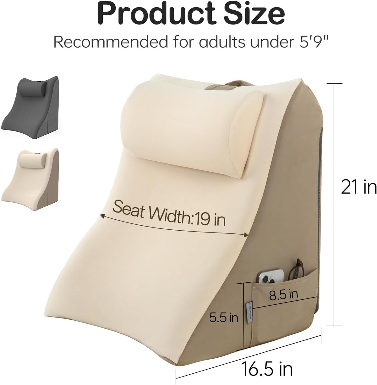 Vekkia 21” Back Rest Pillow with Dual-Layer Foam for Reclining and Sitting