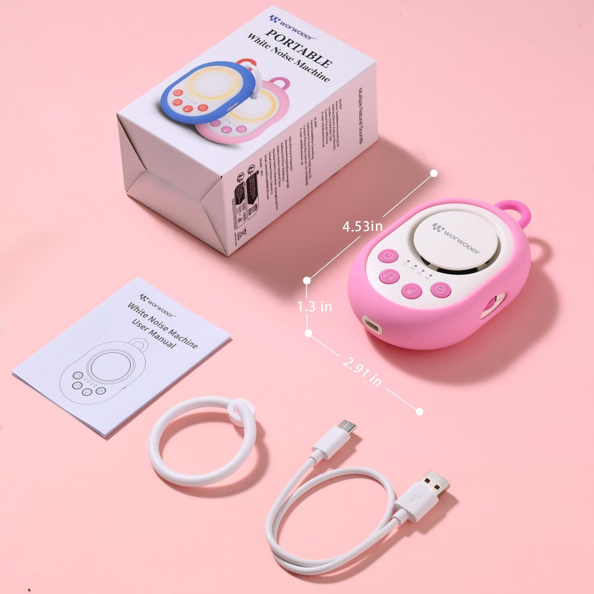 2026 Mom's Choice Awards | White Noise Sound Machine Baby with Night Light, 20 Soothing Sounds, 22 Hours Battery Life, Travel, Registry Gift, Shower, Clips on Baby Stroller (Blue)