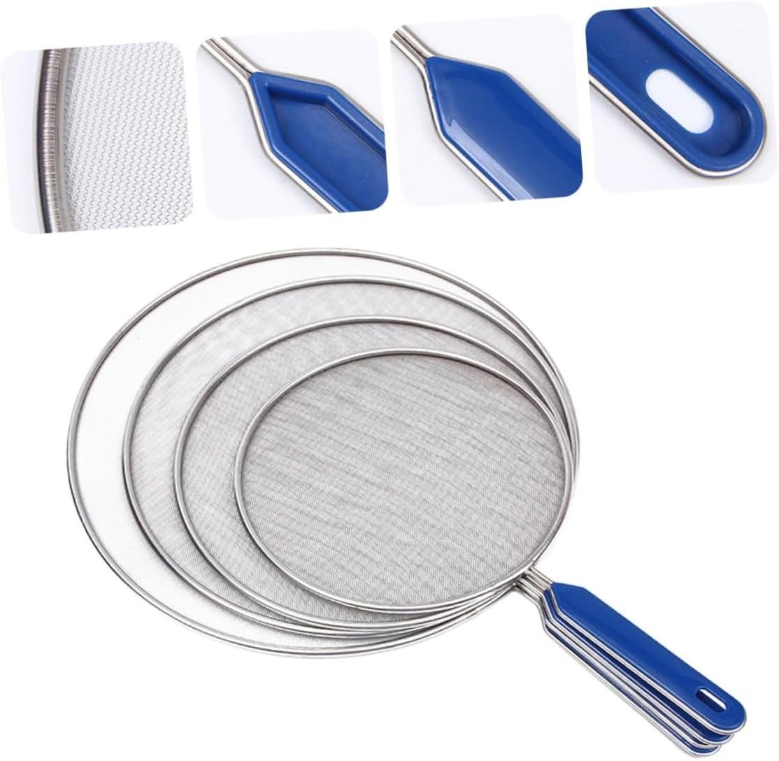 4 Pack Oil Splatter Guard Mesh Anti Spill Oil Cover Stainless Steel Splatter Screen for Frying Pan Pot Safeguard Kitchen Accessories 18.50 X 12.99 X 0.39 in