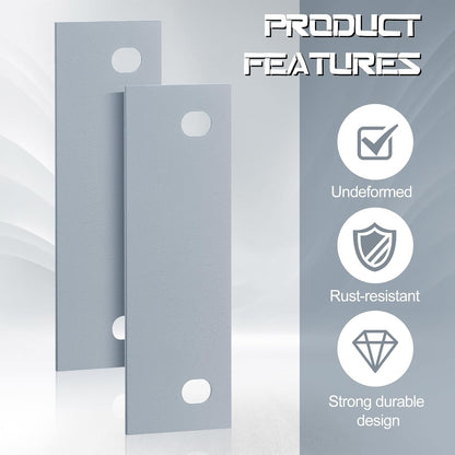 Zonon 20 Pcs Door Strike Plate 4.5 x 1.5 Inches Door Hole Filler Plate Hole Cover Steel Hinge Cut Out for Metal Frames, Silver Gray