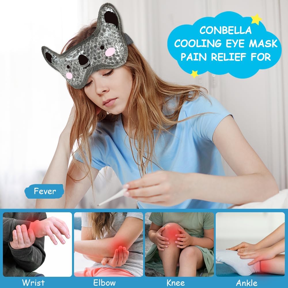 Kids Ice Packs 2 Packs Cooling Eye Mask with Soft Plush Backing