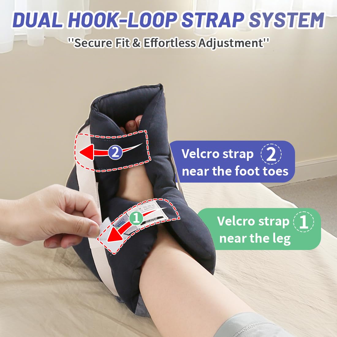 Foot Drop Heel Protector – Ankle Support for Bed Sores, Pressure Relief & Diabetic Care – Adjustable Straps, Breathable, Machine Washable (Dark green, Free Size)