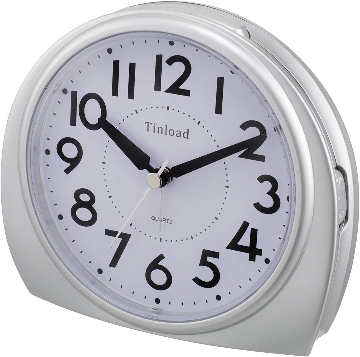 Tinload 5.5" Large Analog Alarm Clock Silent Non Ticking, Gentle Wake, Beep Sounds, Increasing Volume, Battery Operated Snooze and Manual Light, Easy Set