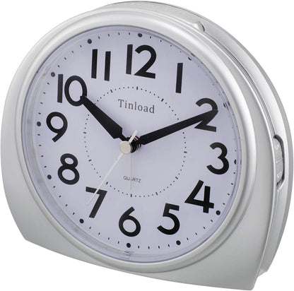 Tinload 5.5" Large Analog Alarm Clock Silent Non Ticking, Gentle Wake, Beep Sounds, Increasing Volume, Battery Operated Snooze and Manual Light, Easy Set
