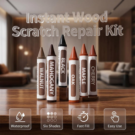 Furniture Scratch Repair Wax Crayons, 2026 New Wood Furniture Markers Touch Up for Scratches, Multifunctional Furniture Pens for Touch Up Wood Portable Wood Floor Repair Kit (6)