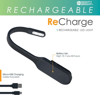 The Original Mighty Bright Recharge Clip On Rechargeable Book Light Reading Light, Warm Eye Care LEDs, Flexible, Durable, Dimmable, Perfect for Kids, Bookworms, Reading in Bed, Lasts 60 Hours (Green)