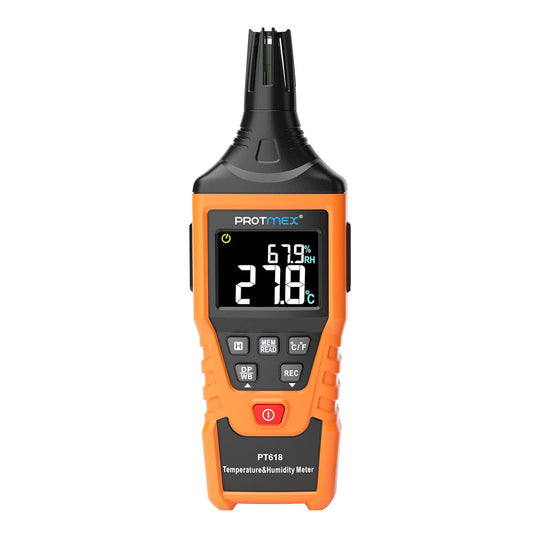 PT6508 Temperature Humidity Meter - Wet Bulb for Indoor/Outdoor | Digital Thermometer Hygrometer Monitor with Ambient, Dew Point, MIN, MAX, Data Hold, LCD Backlight