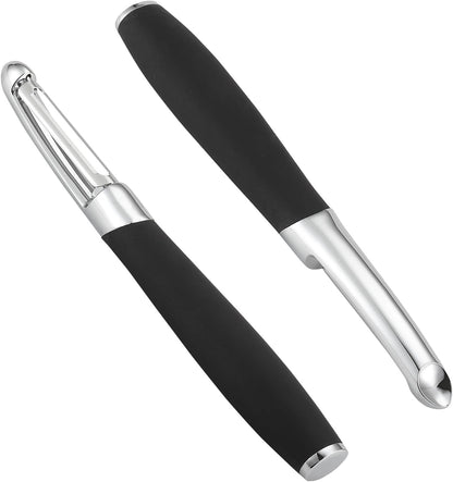 Premium Stainless Steel Swivel Vegetable and Fruit Peeler, Ergonomic Non Slip Handle