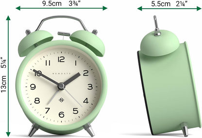 NEWGATE® Charlie Bell Echo Alarm Clock | Modern take on Classic Twin Bell Clock | Yellow | Easy to Read Numbers | Ideal for Bedside, Desk or Shelf | Modern Retro Bedroom & Office Accessory