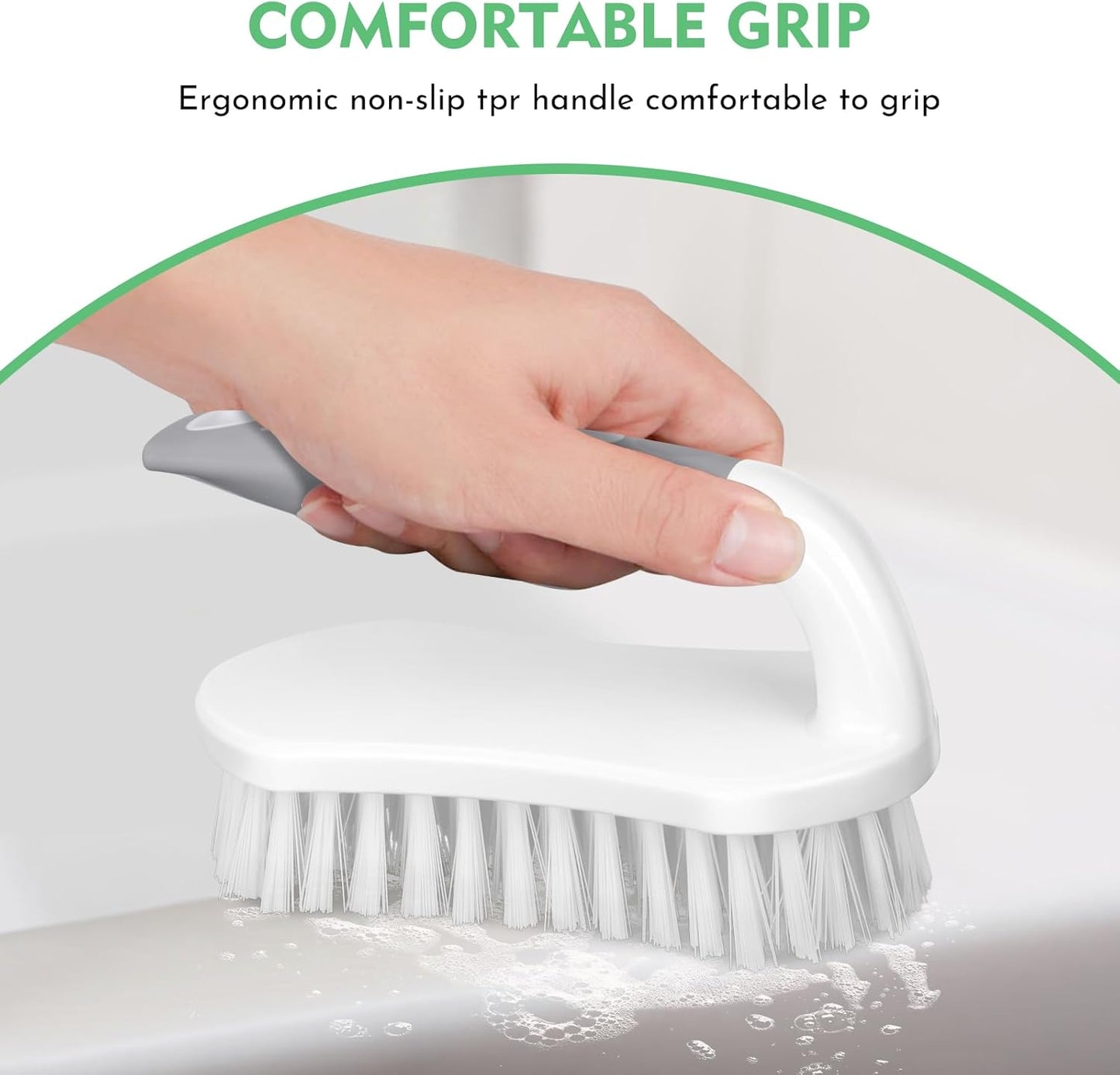 SetSail Scrub Brush, Heavy-Duty Scrub Brushes for Cleaning with Stiff Bristles Cleaning Brush for Shower, Bathroom, Carpet, Kitchen and Bathtub Scrubber - 2 Pack | Durable Bristles Ergonomic Non-Slip Tpr Grip. U-Style Hanging Loop for Storage. Use for