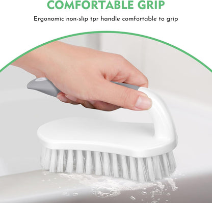 SetSail Scrub Brush, Heavy-Duty Scrub Brushes for Cleaning with Stiff Bristles Cleaning Brush for Shower, Bathroom, Carpet, Kitchen and Bathtub Scrubber - 2 Pack | Durable Bristles Ergonomic Non-Slip Tpr Grip. U-Style Hanging Loop for Storage. Use for