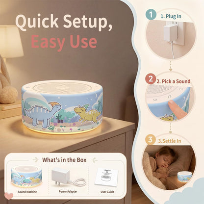 Kipcush White Noise Machine for Baby & Adults, 30 Soothing Sounds, Sleep Sound Machine with 8 Color Night Light, Memory Function, White Noise for Sleeping, Nursery, Office, Travel & Relaxation