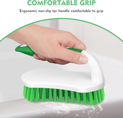 SetSail Scrub Brush, Heavy-Duty Scrub Brushes for Cleaning with Stiff Bristles Cleaning Brush for Shower, Bathroom, Carpet, Kitchen and Bathtub Scrubber - 2 Pack | Durable Bristles Ergonomic Non-Slip Tpr Grip. U-Style Hanging Loop for Storage. Use for