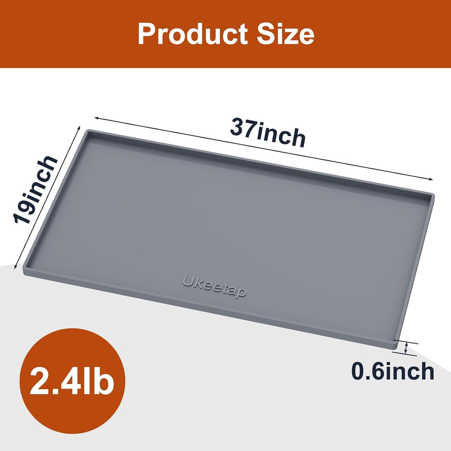 34" x 22" Extra Thick Silicone Mat Waterproof with Raised Edge, | Under Sink Mat for Kitchen & Bathroom, Kitchen Cabinet Liner, Multi-Purpose for Storage & Protection