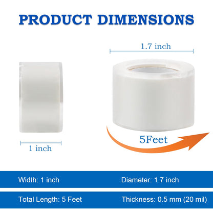 Self Fusing Silicone Tape 1''x16.4 FT Waterproof Self-Amalgamating Repair Tape for Plumbing, Hose, Pipeline & Electrical Cable Winding Emergency Leak Seal for Hot Cold Pipes (0.5mm Thickness)