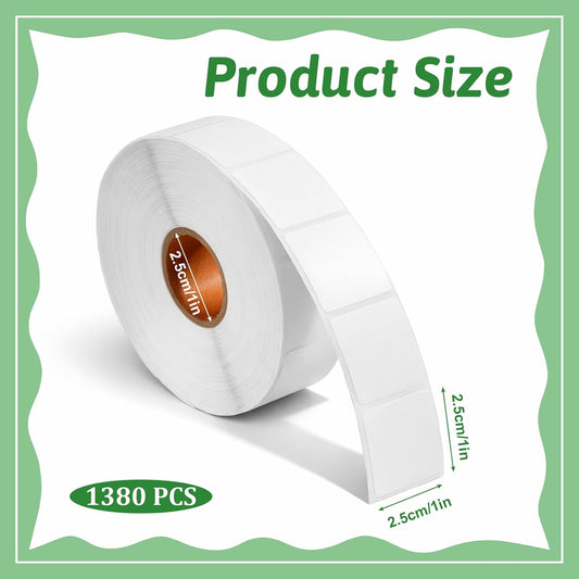 1" x 1" (25 mm x 25 mm) Blank Square QR Code Label, Square Removable Labels, Price Stickers for Both Home and Office, No Residue, 1380 Labels