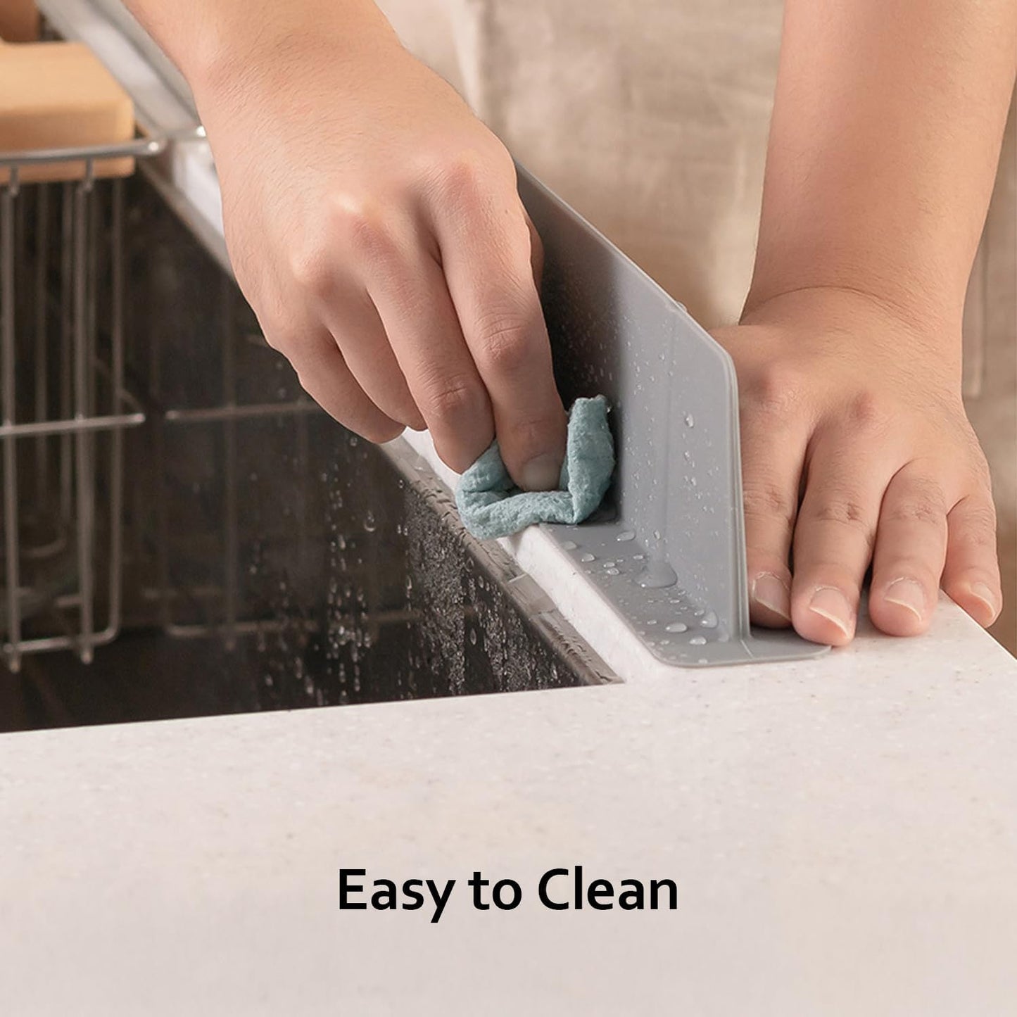 1 Pack Sink Splash Guard for Faucet, Kitchen Water Guard, Gray