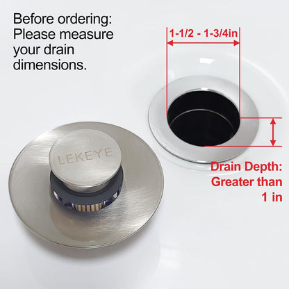 LEKEYE Tub Stopper | Shower Drain Hair Catcher | Pop-up Drain Stopper with Strainer | Bathroom Bathtub Plug | Drain Protector for 1-1/2 to 1-3/4" Bath Drain Hole