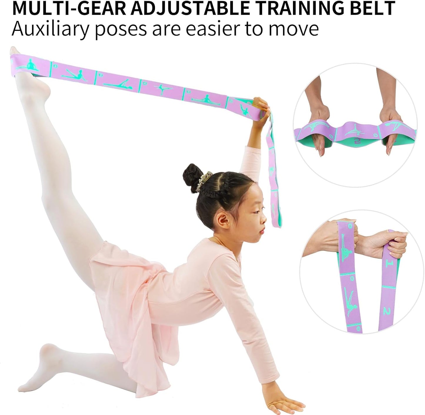 8 Loops Stretching Strap for Kids, Extended Dance Stretch Band Elastic for Ballet & Gymnastics, Children's Resistance Bands for Flexibility Training, Dance Equipment for Girls