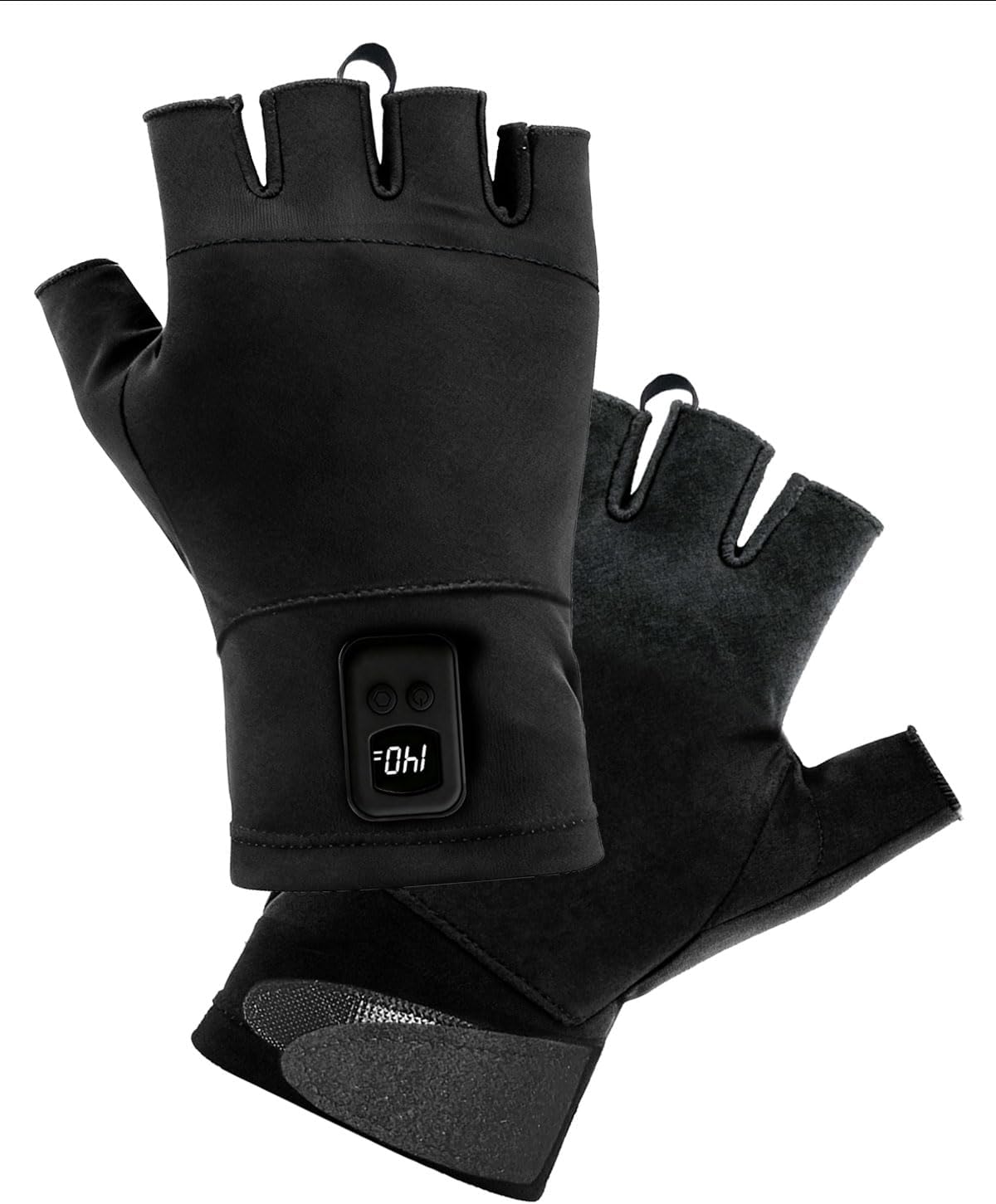 COMOIL Heated Fingerless Gloves Rechargeable - Digital Display Touchscreen Gloves, 3 Temp 4 Timer, Charge While Using, Dual-Side Heating for Men Women Winter Typing/Riding/Driving(M)