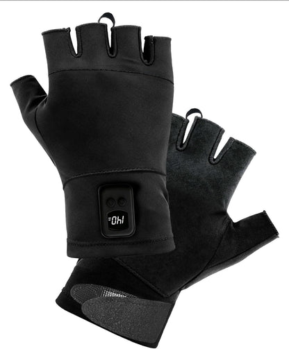 COMOIL Heated Fingerless Gloves Rechargeable - Digital Display Touchscreen Gloves, 3 Temp 4 Timer, Charge While Using, Dual-Side Heating for Men Women Winter Typing/Riding/Driving(M)