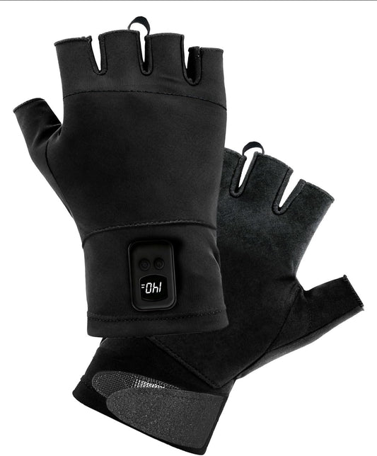 COMOIL Heated Fingerless Gloves Rechargeable - Digital Display Touchscreen Gloves, 3 Temp 4 Timer, Charge While Using, Dual-Side Heating for Men Women Winter Typing/Riding/Driving(M)