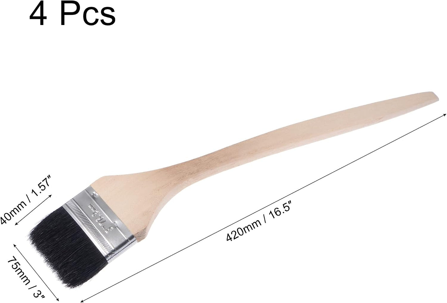 uxcell Bent Radiator Paint Brush 17" Length 2" Width Bristle with Long Wood Handle for Wall Treatment Black 4Pcs