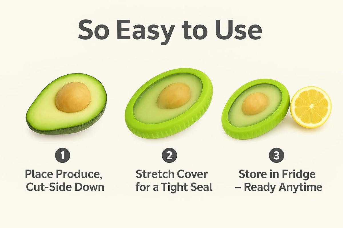 Set of 4 Reusable Fresh Pods – Anti-Oxidation Silicone Food Savers for Avocado, Onion, Tomato, Lemon & Garlic | BPA-Free Airtight Vegetable & Fruit Storage Containers for Fridge