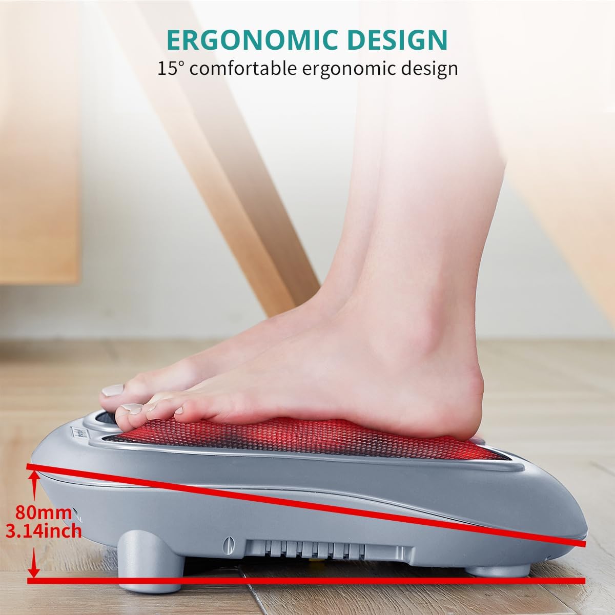 Nekteck Foot Massager with Heat, HSA Eligible FSA Massage Tools Gifts | Shiatsu Heated Electric Kneading Foot Massager Machine for Plantar Fasciitis, Built-in Infrared Heat Function and Power Cord