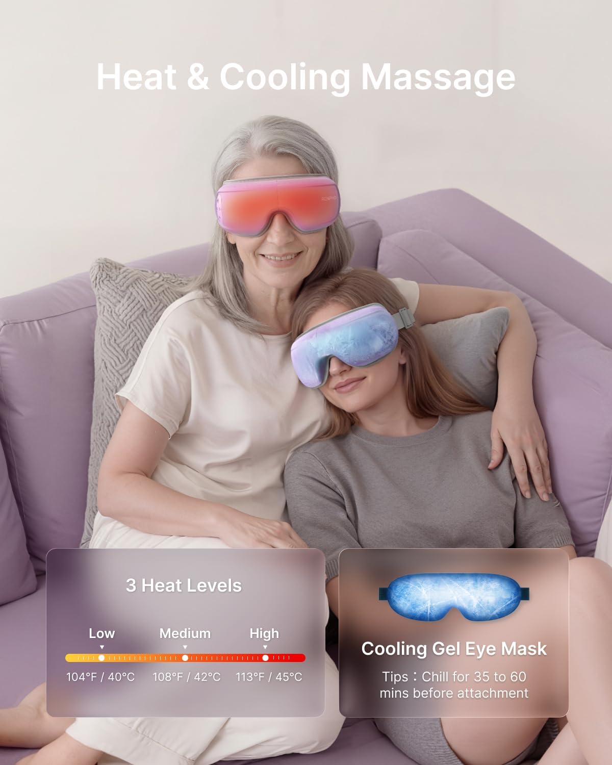 RENPHO Eyeris 3 Eye Massager with Heat and Cooling, Massaging Eye Mask | Voice Control, Vibration & Compression Massager for Dry Eyes & Head Tension, FSA Eligible HSA, Gifts for Women & Men