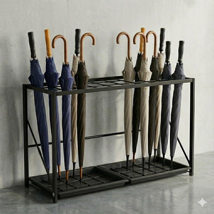Folding Umbrella Storage Stand Rack Holder Organizer Free Standing Industrial Umbrella Rack for Entryway Home Commercial Office Hotel Entry Hallway Patio Décor with Removable Drip Tray
