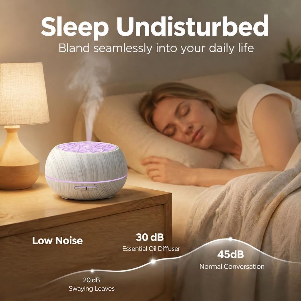 550ml Essential Oil Diffuser, Ultrasonic Aromatherapy Humidifier with Remote,7 LED Colors,Timer Settings,Auto Shut-Off, Cool Mist Diffuser for Home, Bedroom, Office, Spa