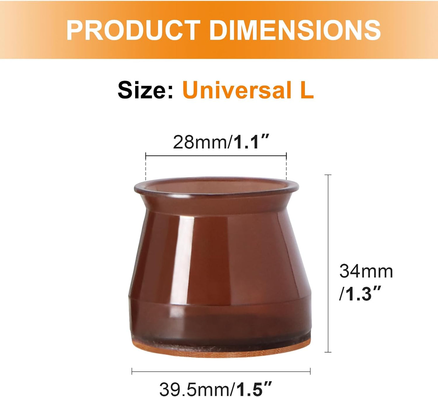 VIUME 24 Pcs Chair Leg Floor Protectors for Hardwood Floors Round | Silicone Covers Felt Pads Furniture Leg Caps Anti-Scratch Reduce Noise Fit (1-5/16" to 2")