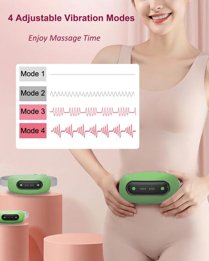 Portable Cordless Menstrual Heating Pad with 4 Heat Levels and 4 Massage Modes,Electric, Fast Large Heating Belly Wrap Belt (Black)