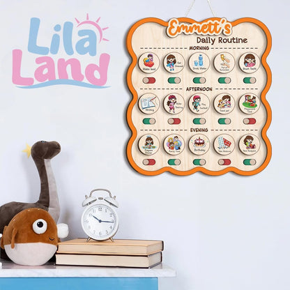 Wooden Daily Routine for Kids, Chore Chart for Toddler, Daily Responsibilities for Kids, Visual Schedule, Morning Bedtime Routine for Girls