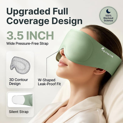 100% Blackout Weighted Sleep Mask: 3D Contoured Eye Mask with Full Coverage for Lash Extension - Soft Memory Foam,Adjustable Size - Eye Cover for Airplane Travel Essential,Meditation Blindfold
