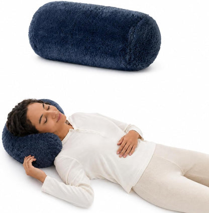 Berkshire Cervical Neck Roll Pillow with Extra-Fluffy™ Removable Cover, Multi-Purpose Bolster Cushion for Couch, Office & Travel, One Size 13.5" x 7.5", Smoke