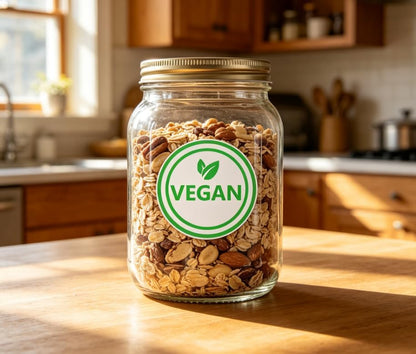 500 Pcs Vegan Food Labels, 1.5 Inch Round Self-Adhesive Vegan Stickers, Green & White Circle Dots for Restaurants, Catering, Cafes, Grocery Stores & Home Kitchen Organization