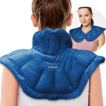 MORLIDEN Microwavable Heated Neck Wrap Warmer and Shoulder Weighted Heating Pad Microwave for Hot and Cold Compress - Purple