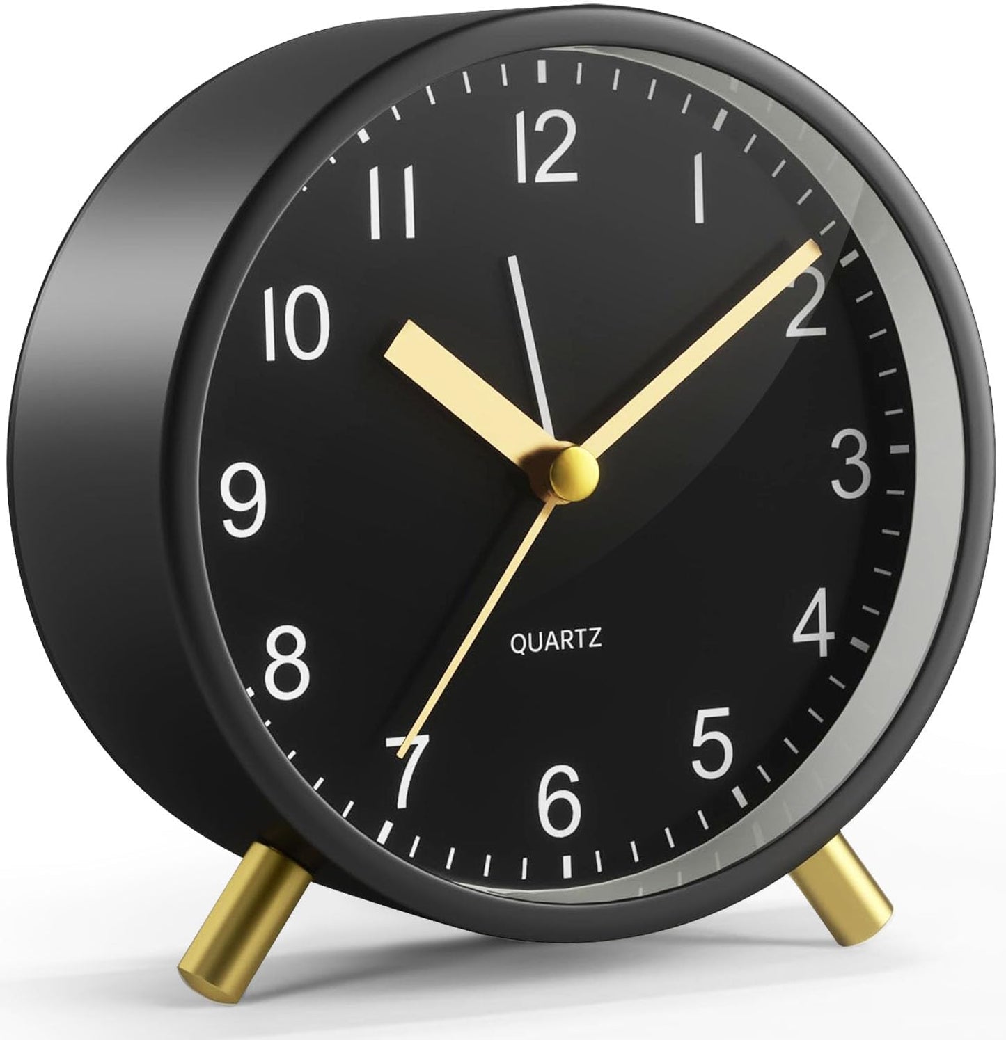Back to School Silent Analog Quartz Alarm Clock for Kids Bedroom,Night Light, Battery Operated, Fashionable Round Metal