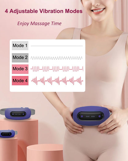 Portable Cordless Menstrual Heating Pad with 4 Heat Levels and 4 Massage Modes,Electric, Fast Large Heating Belly Wrap Belt (Black)