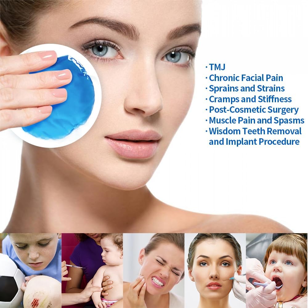 Small Round Ice Packs for Face (5 Pack) - Reusable Hot Cold Compress with Soft Fabric Sleeve, Stays Flexible When Frozen for Wisdom Teeth, Eye Surgery, Migraine, Facial Swelling & Dental Recovery