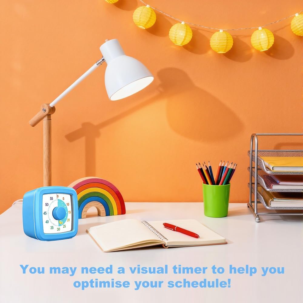Visual Timer for Kids & Adults, 60 Minute Rainbow Countdown Timer, Time Management Tool for Classroom, Home, Kitchen, Office, School