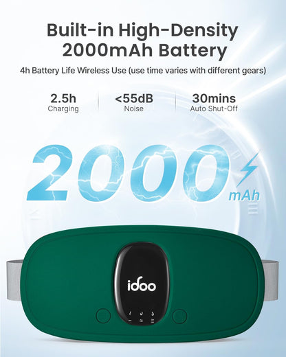 iDOO Portable Heating Pad for Period Cramps, FSA Eligible Item, Gifts for Women Girlfriend Mom Wife, Back Belly Heat Pad for Menstrual Pain Relief, with 3 Heat Levels 3 Massage | Back & Belly Wrap for Menstrual Cramps, 3 Heat Levels 3 Massage, FSA